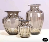 Mouth Blown Decorative Glass Flower Vases / Hand Wash Three Size Pink Glass Vase