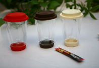 Borosilicate Glass Water Cup Set Double Wall Hight Silicon Lid For Juice Coffee