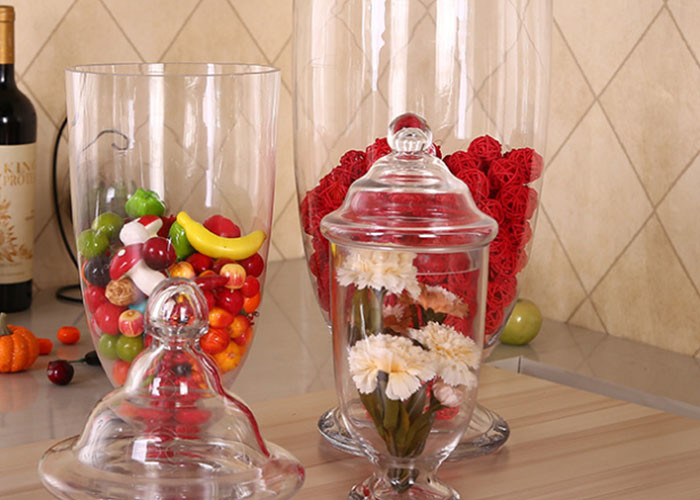 Handmade Large Glass Sugar Jars / Wedding Cookie Glass Lolly Jar For Storage
